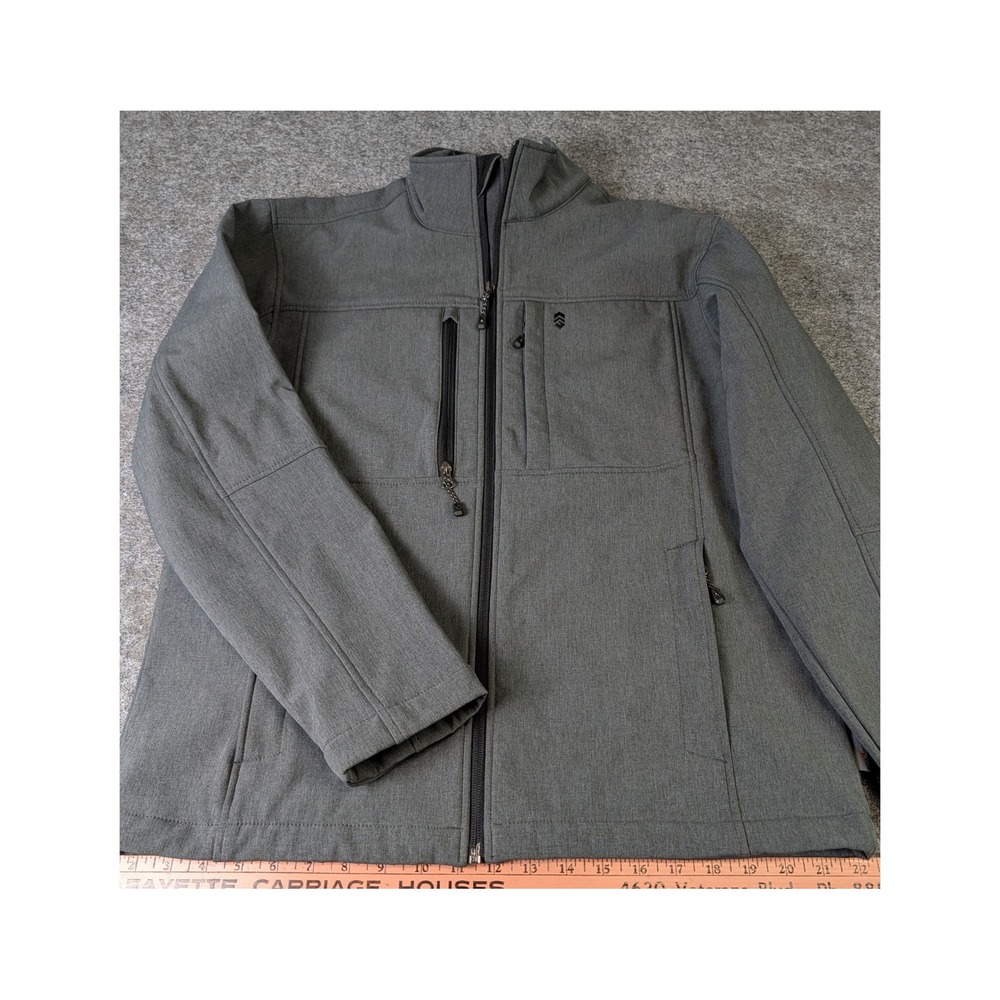 Free Country Mens Softshell Fleece Lined Jacket Gray Full Zip Size Small S EUC